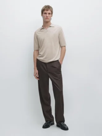 Gebreid overhemd met V-hals