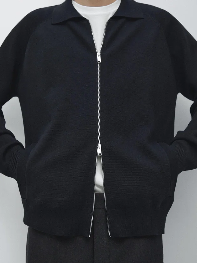 Gebreid vest met ritssluiting van katoenmix Gebreid vest met ritssluiting van katoenmix