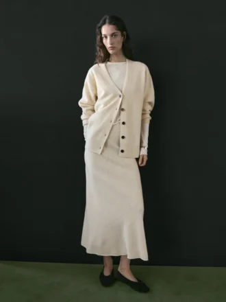 Gebreid vest met V-hals van alpaca en wol