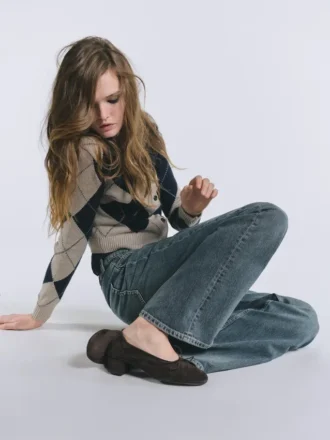 Gebreid vest van katoenmix met argylepatroon