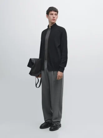 Gebreid vesttrui van katoenmix met raglanmouwen