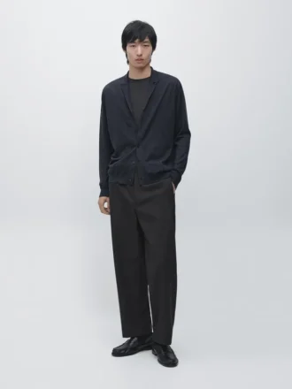 Gebreid vesttrui van wolmix met reverskraag