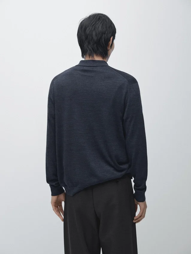 Gebreid vesttrui van wolmix met reverskraag Gebreid vesttrui van wolmix met reverskraag