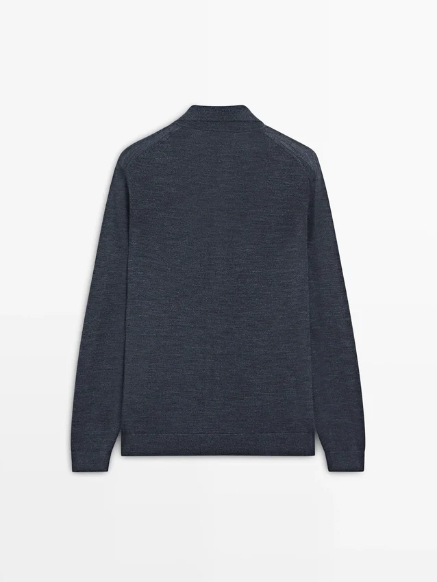 Gebreid vesttrui van wolmix met reverskraag Gebreid vesttrui van wolmix met reverskraag