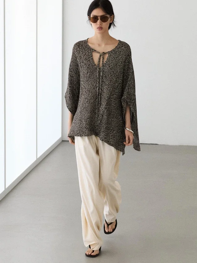 Gebreide cape van katoenmix Gebreide cape van katoenmix