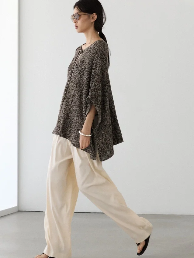 Gebreide cape van katoenmix Gebreide cape van katoenmix