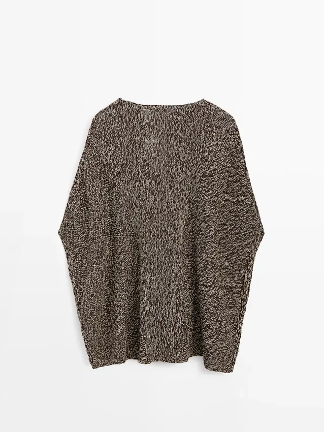 Gebreide cape van katoenmix Gebreide cape van katoenmix