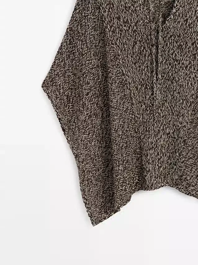 Gebreide cape van katoenmix Gebreide cape van katoenmix