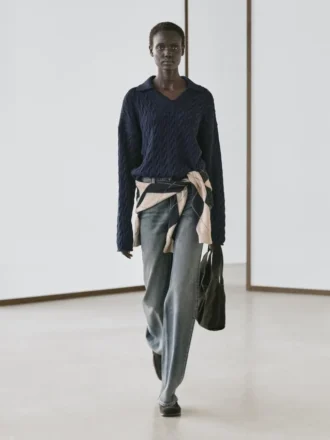 Gebreide polo met kraag van katoenmix