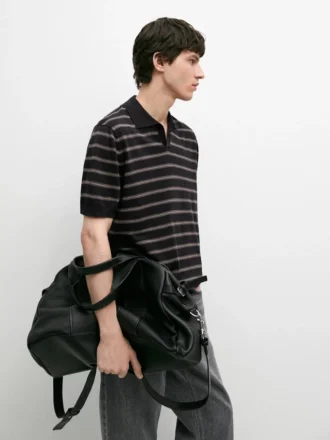 Gebreide polo-trui met contrasterende strepen