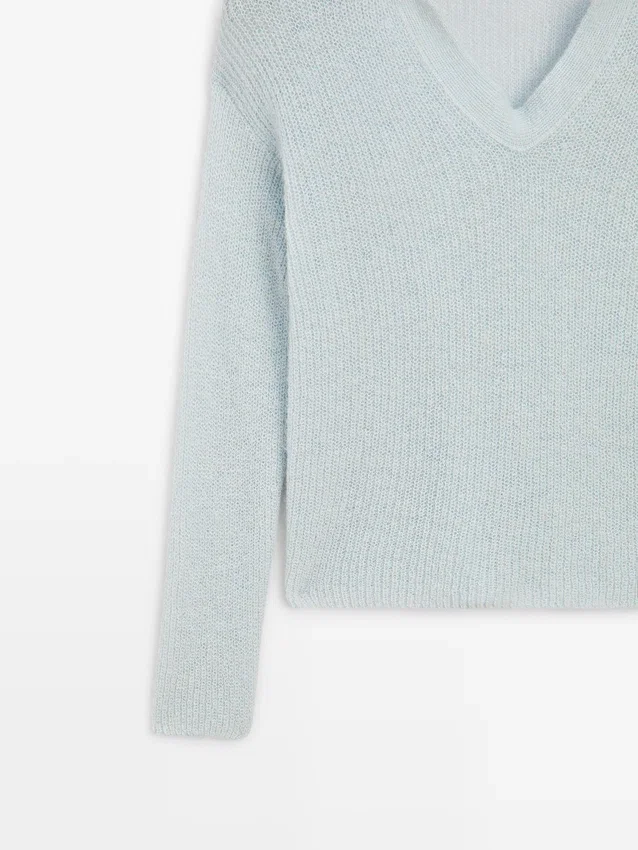 Gebreide Polo-trui van een alpacamix Gebreide Polo-trui van een alpacamix