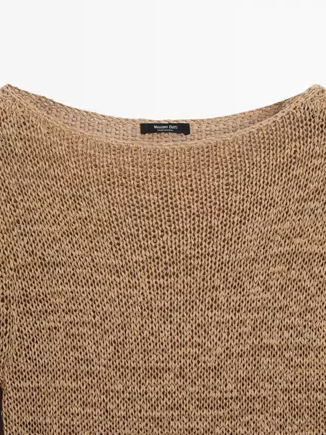 Gebreide trui met boothals van katoenmix Gebreide trui met boothals van katoenmix