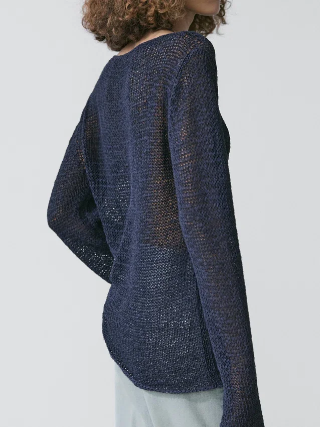 Gebreide trui met boothals van katoenmix Gebreide trui met boothals van katoenmix