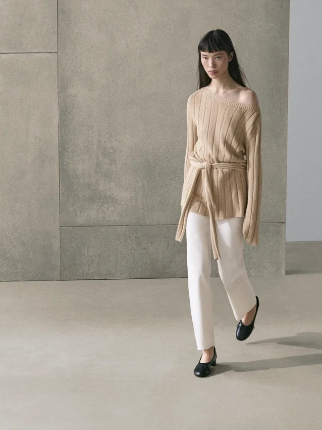 Gebreide trui met boothals van katoenmix Gebreide trui met boothals van katoenmix