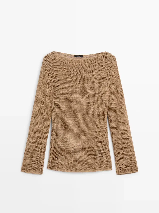 Gebreide trui met boothals van katoenmix Gebreide trui met boothals van katoenmix