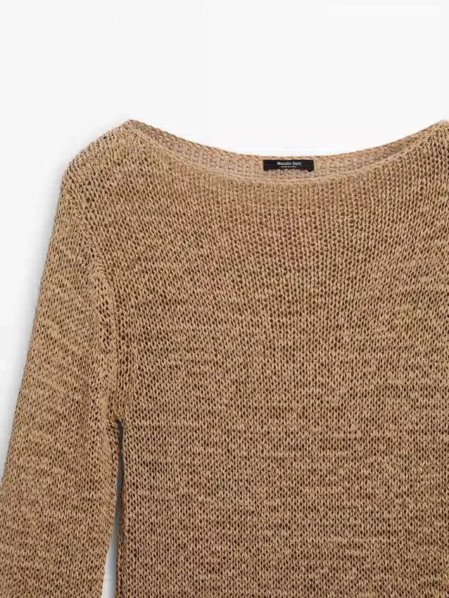 Gebreide trui met boothals van katoenmix Gebreide trui met boothals van katoenmix