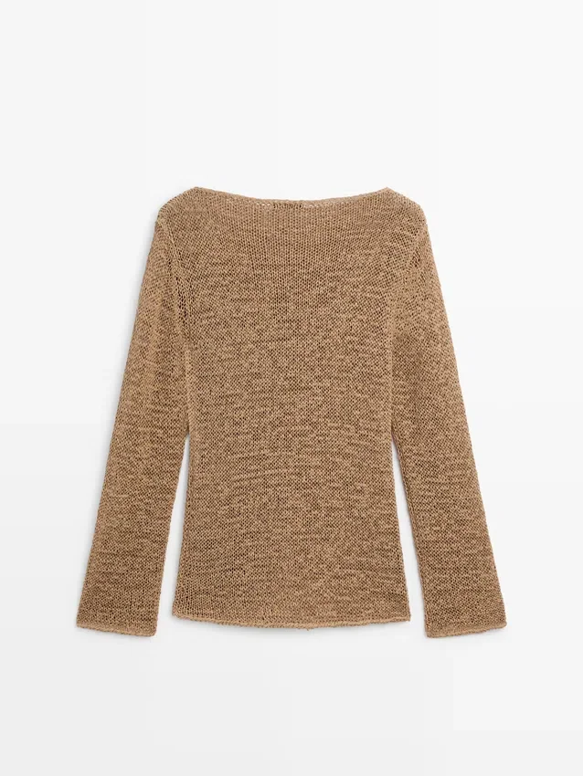 Gebreide trui met boothals van katoenmix Gebreide trui met boothals van katoenmix