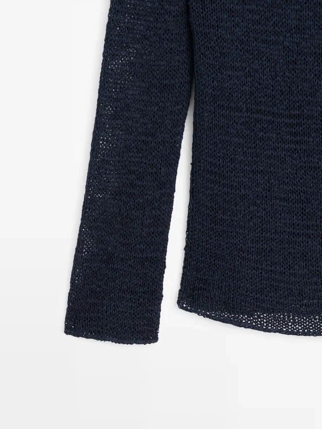 Gebreide trui met boothals van katoenmix Gebreide trui met boothals van katoenmix