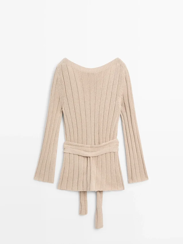 Gebreide trui met boothals van katoenmix Gebreide trui met boothals van katoenmix