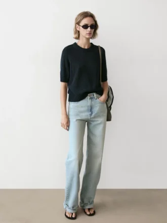 Gebreide trui met korte mouwen