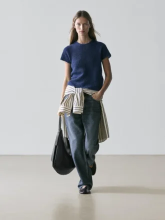 Gebreide trui met korte mouwen van alpacamix