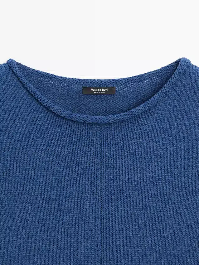 Gebreide trui met korte mouwen van katoenmix Gebreide trui met korte mouwen van katoenmix