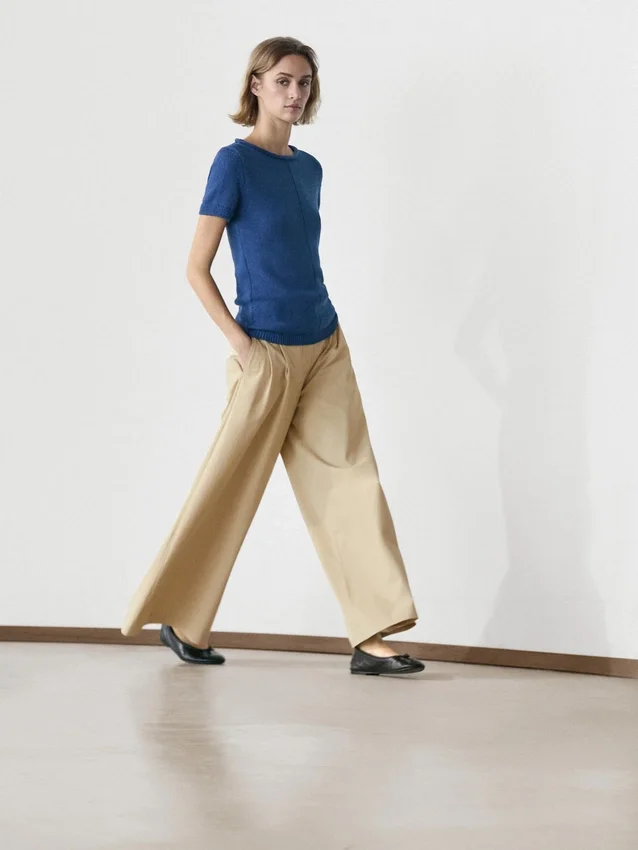 Gebreide trui met korte mouwen van katoenmix Gebreide trui met korte mouwen van katoenmix