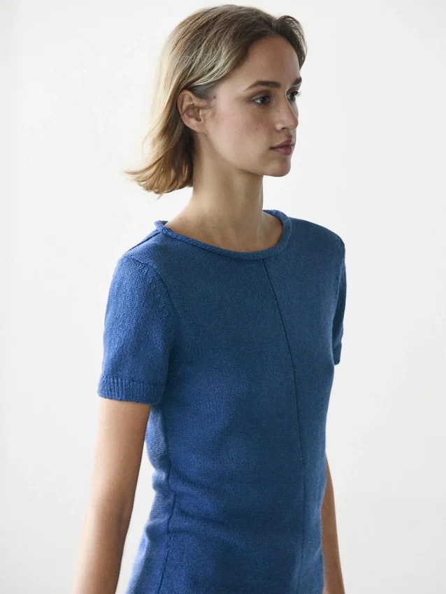 Gebreide trui met korte mouwen van katoenmix Gebreide trui met korte mouwen van katoenmix