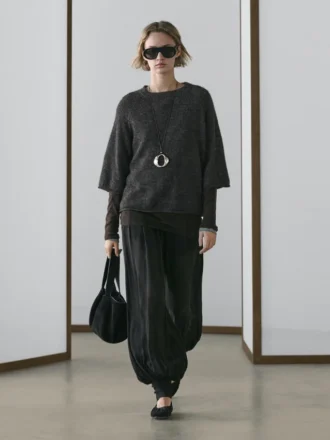 Gebreide trui met raglanmouwen van een mix van alpaca en wol