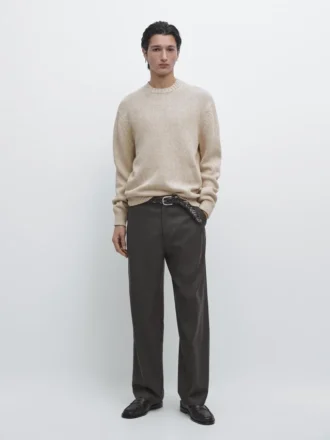 Gebreide trui met ronde hals van katoenmix