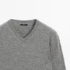 Gebreide trui met V-hals van wolmix
