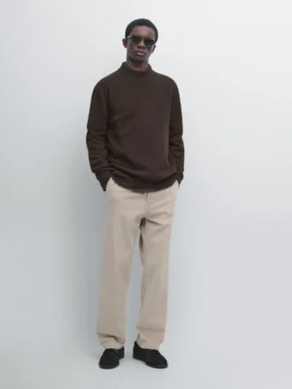 Gebreide trui van katoenmix met schijn-col