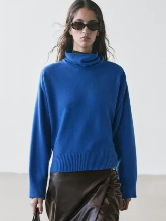 Gebreide trui van wolmix met hoge hals