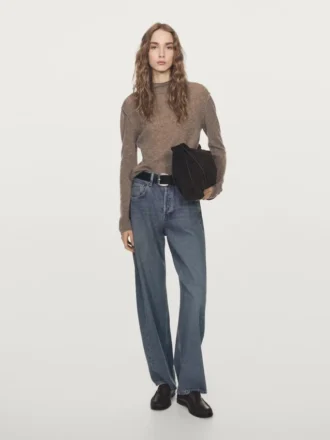 Gebreide trui van wolmix met schijn-col