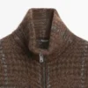 Geruite gebreide alpaca en vilttextuur Vesttrui