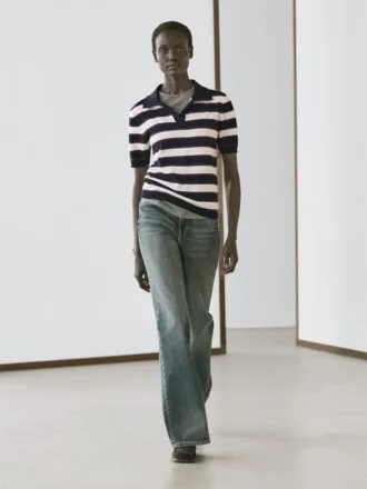 Gestreepte gebreide polotrui