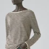 Gestreepte gebreide trui met lange mouwen