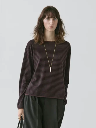 Gestreepte gebreide trui van katoenmix