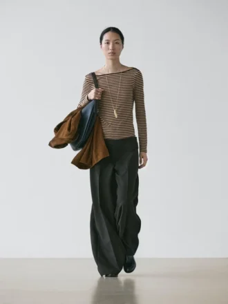 Gestrept katoen T-shirt met lange mouwen