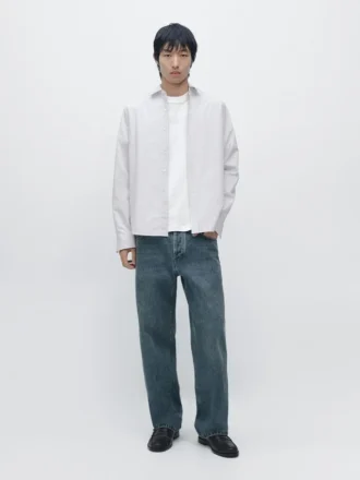 Gestrept overhemd van katoenmix met normale pasvorm