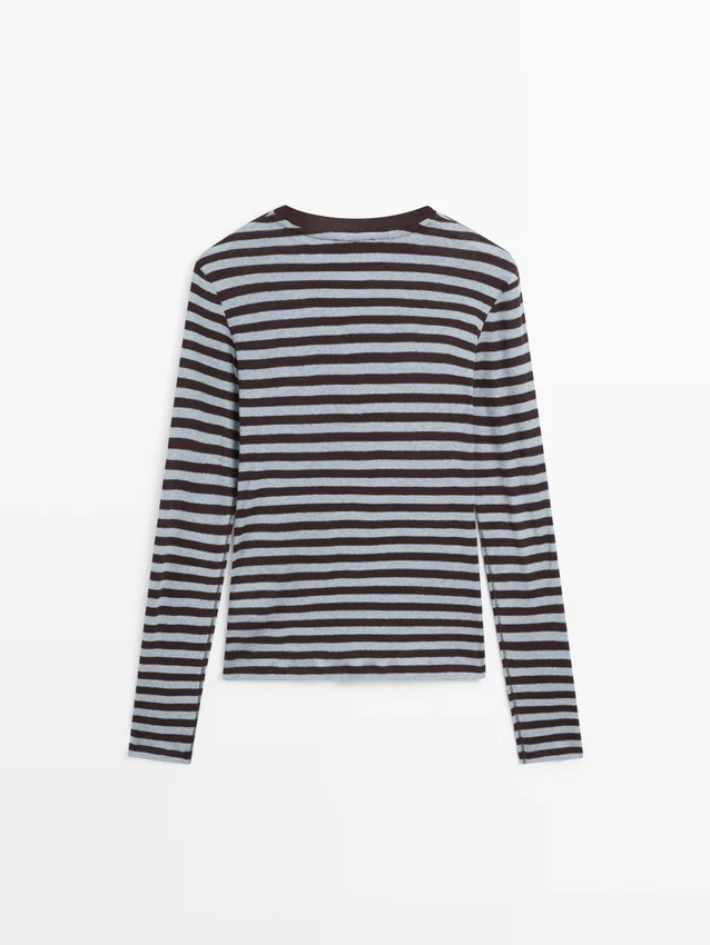 Gestrept T-shirt met lange mouwen van katoenmix Gestrept T-shirt met lange mouwen van katoenmix