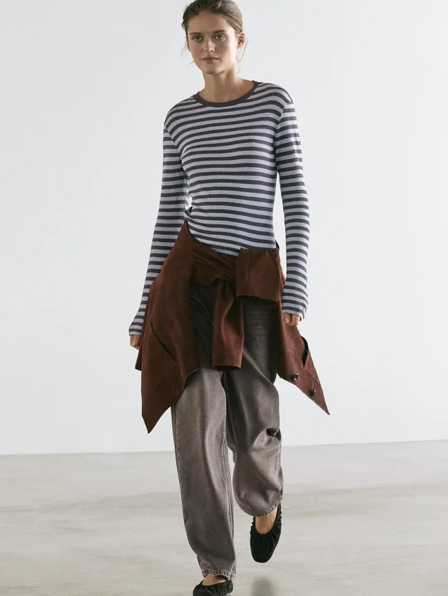 Gestrept T-shirt met lange mouwen van katoenmix Gestrept T-shirt met lange mouwen van katoenmix