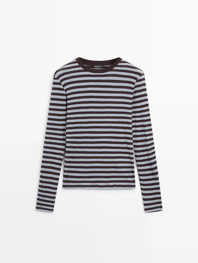 Gestrept T-shirt met lange mouwen van katoenmix Gestrept T-shirt met lange mouwen van katoenmix