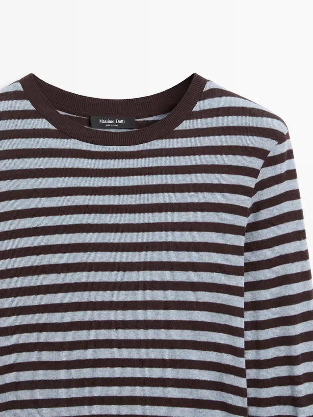 Gestrept T-shirt met lange mouwen van katoenmix Gestrept T-shirt met lange mouwen van katoenmix