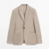 Getailleerde linnen Blazers met zakdetails Getailleerde linnen Blazers met zakdetails