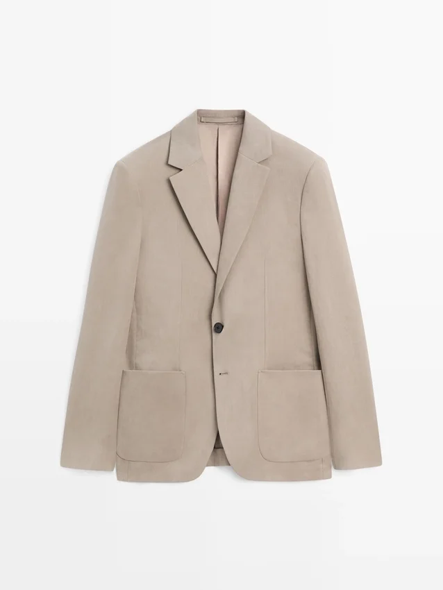 Getailleerde linnen Blazers met zakdetails Getailleerde linnen Blazers met zakdetails