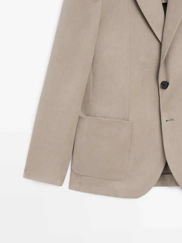 Getailleerde linnen Blazers met zakdetails Getailleerde linnen Blazers met zakdetails