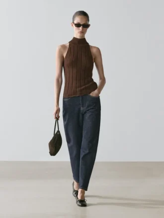 Haltertop van katoenmix Haltertop van katoenmix