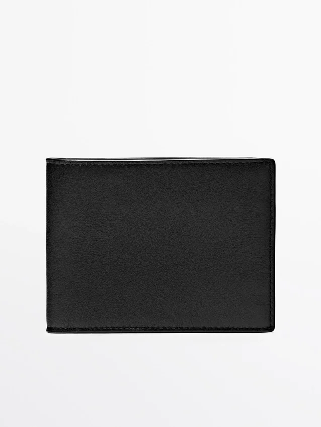 Horizontale portemonnee van nappaleer met portemonneevak Horizontale portemonnee van nappaleer met portemonneevak