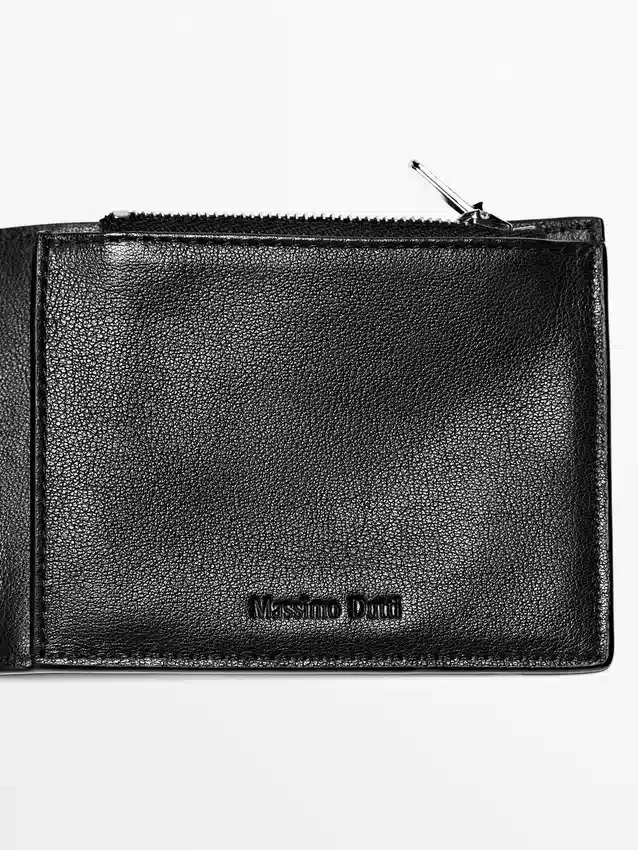 Horizontale portemonnee van nappaleer met portemonneevak Horizontale portemonnee van nappaleer met portemonneevak